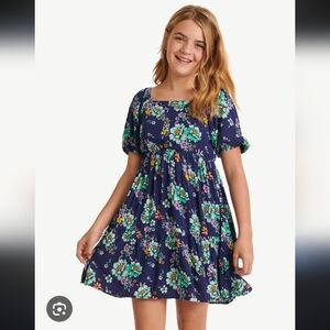 Justice Puff Sleeve Tiered Floral Dress XL PLUS 16 18 P